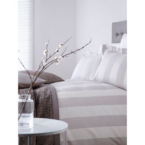 Image of Casa Couture Henley Stripe Oxford Pillowcase Pair Grey
