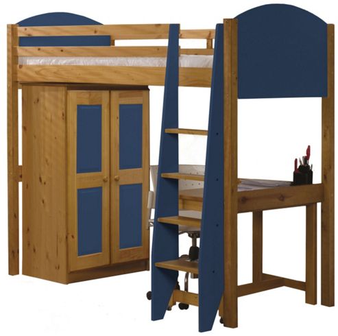 Image of Verona High Sleeper Bed Set 1 Antique With Blue Details