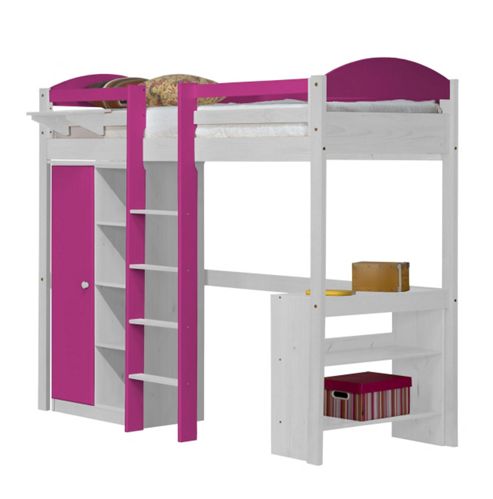 Image of Maximus High Sleeper Set 1 Central Ladder White With Fuschia Details