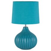 Tesco Lighting Ellert Ribbed Ceramic Table Lamp, Soft Teal