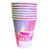 Pink Shimmer Happy Birthday Paper Cups.