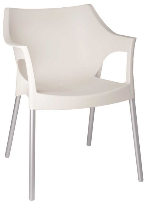 Image of Resol Pole Garden Outdoor / Indoor Plastic & Aluminium Chairs - White X4 Chairs