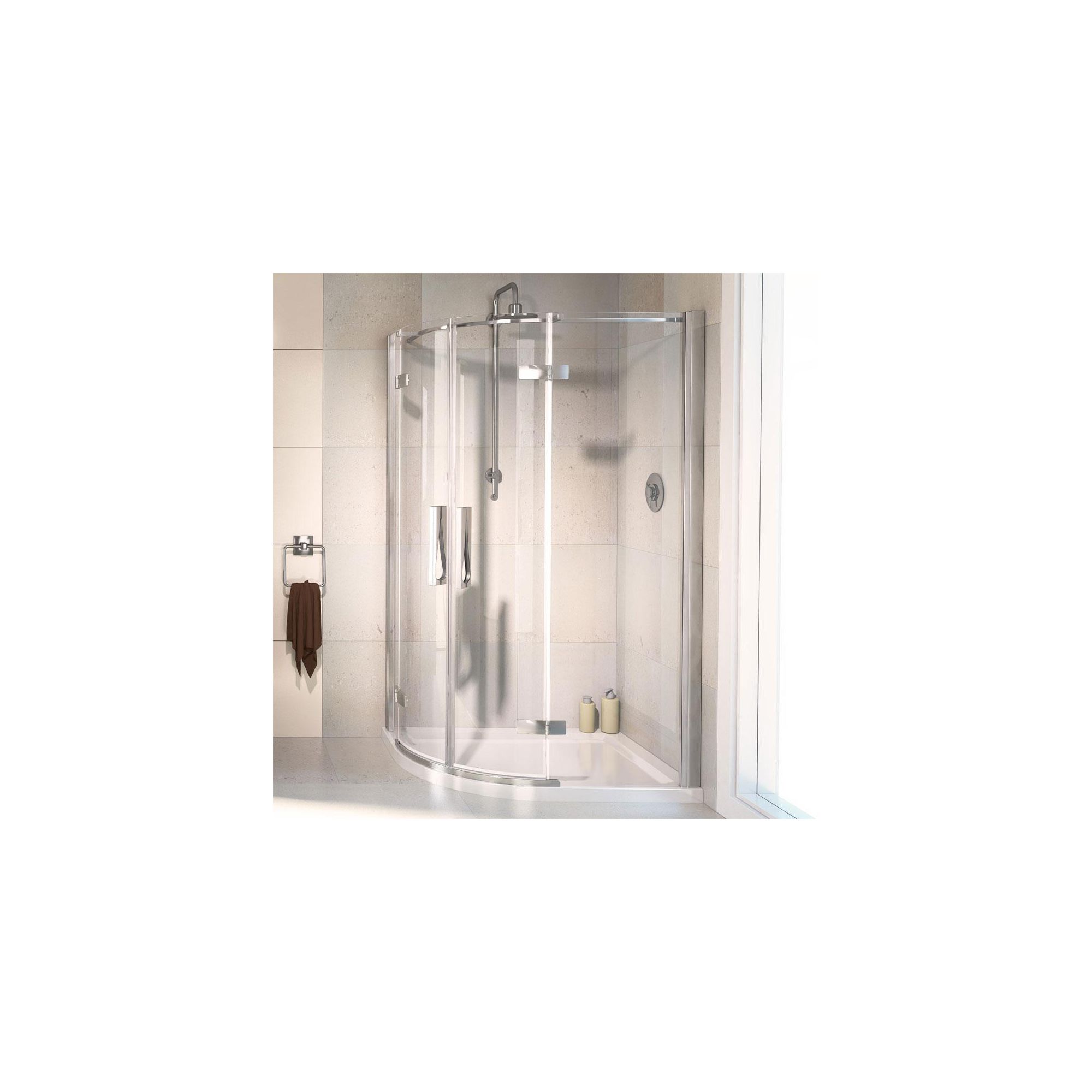 Aqualux AQUA8 Hinge Offset Quadrant Shower Door, 1200mm x 900mm, Polished Silver Frame, 8mm Glass at Tesco Direct