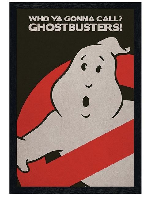 Image of Black Wooden Framed Ghostbusters Who Ya Gonna Call? Poster
