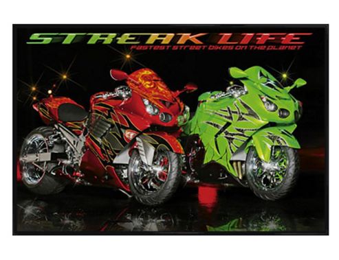 Image of Streak Life Gloss Black Framed Fastest Street Bikes On The Planet Poster