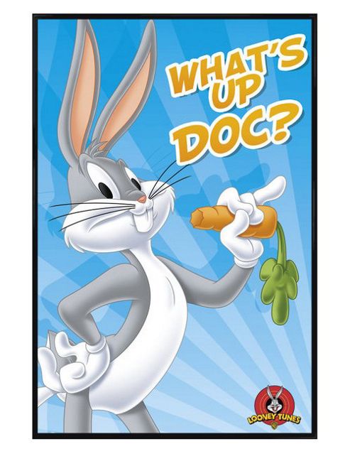 Image of Looney Tunes Gloss Black Framed What's Up Doc? Poster