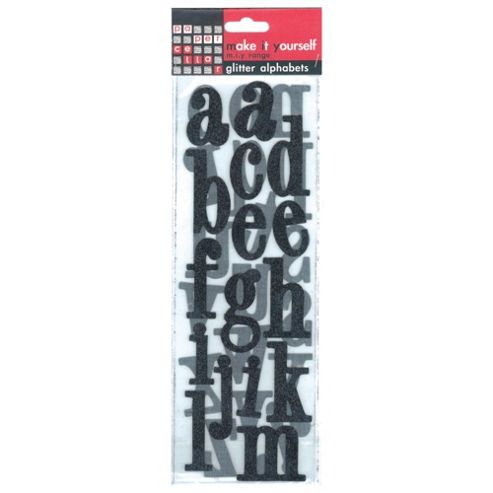 Image of Large Glitter Alphabets Black 5 Sheets