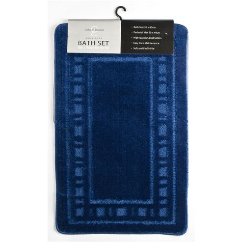 Image of Catherine Landsfield Bathroom Armoni 2pc Bathset, Bath Mat 50x80 Pedestal 50x40, Navy