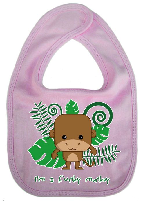 Image of Dirty Fingers I'm A Funky Monkey Baby Cute Bib Pink