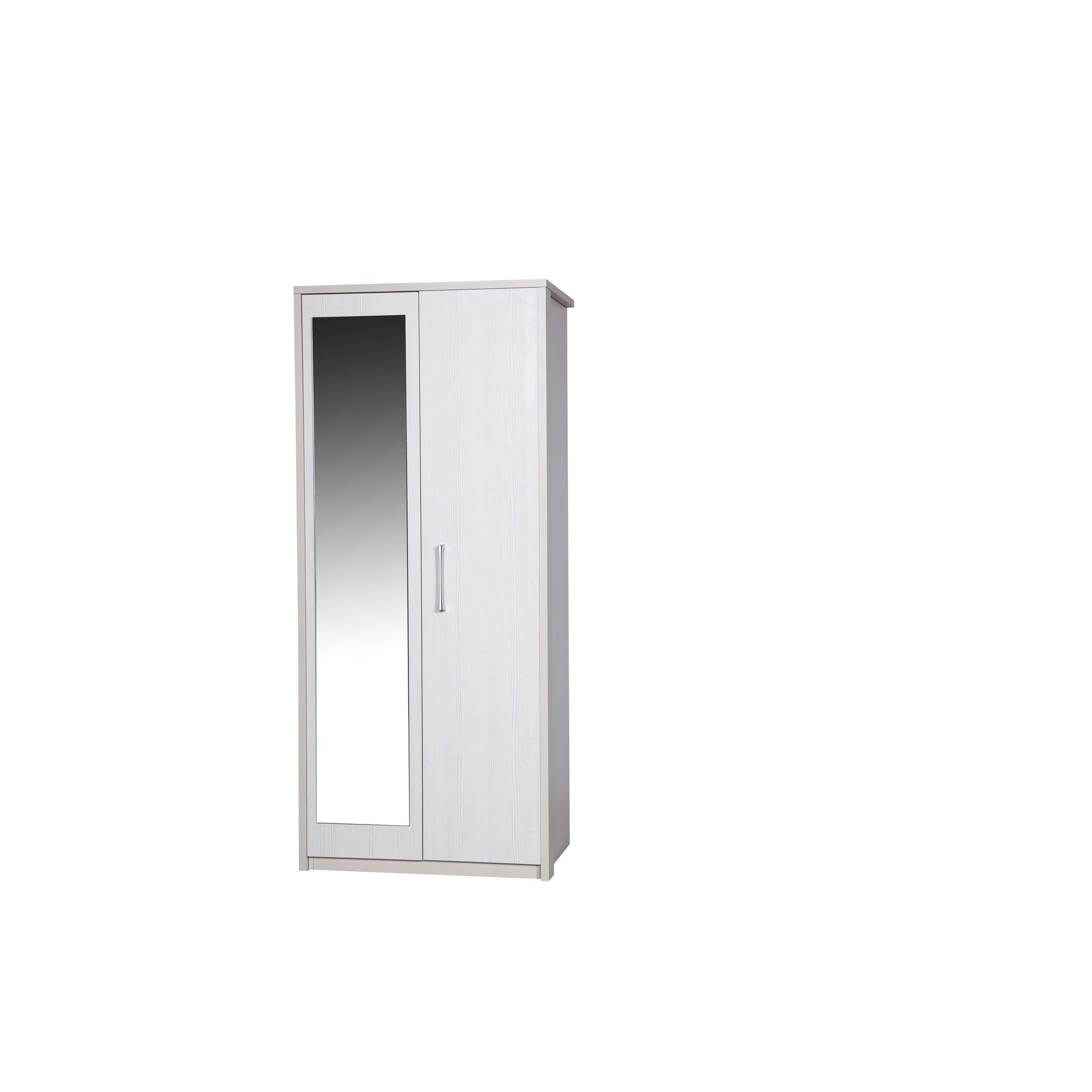 Alto Furniture Avola Double Wardrobe with Mirror - Cream Carcass With White Avola at Tesco Direct