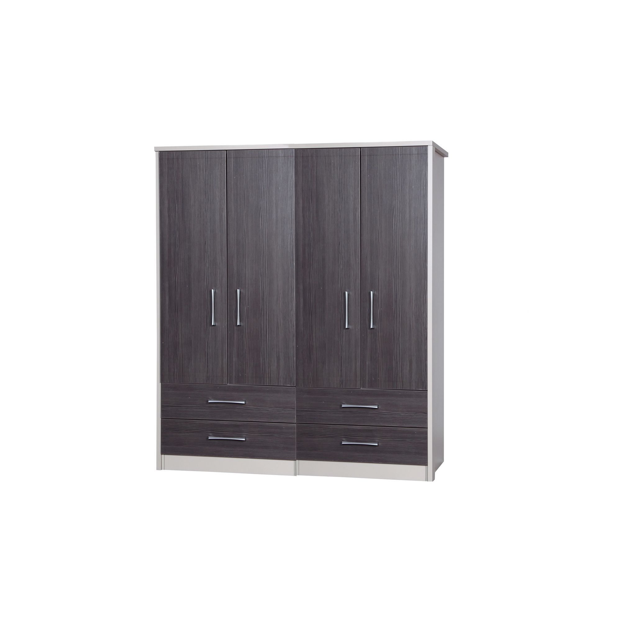 Alto Furniture Avola 4 Door Combi Wardrobe - Cream Carcass With Grey Avola at Tesco Direct