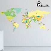 Labelled World Map Wall Sticker