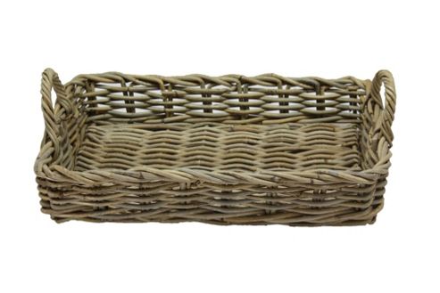 Image of Wicker Valley Rattan Tray Basket In Grey