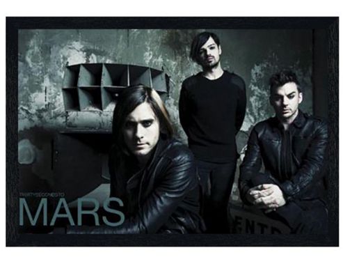 Image of 30 Seconds To Mars Black Wooden Framed Brooding Band Portrait 30stm Poster