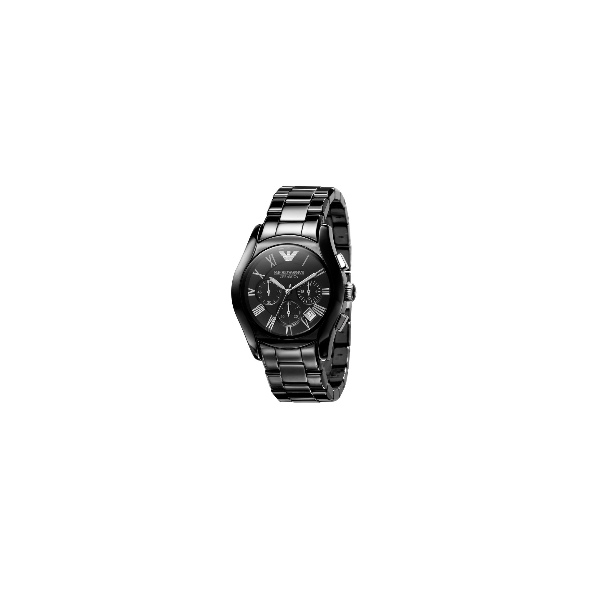 Emporio Armani Black Ceramica Chrono Watch at Tesco Direct