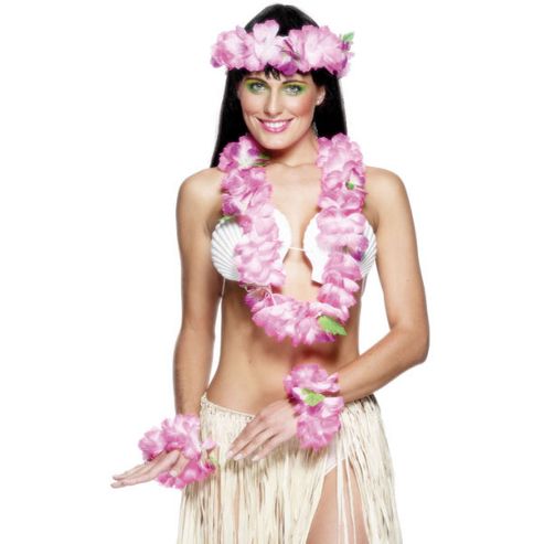 Image of Pink Flower Lei Set