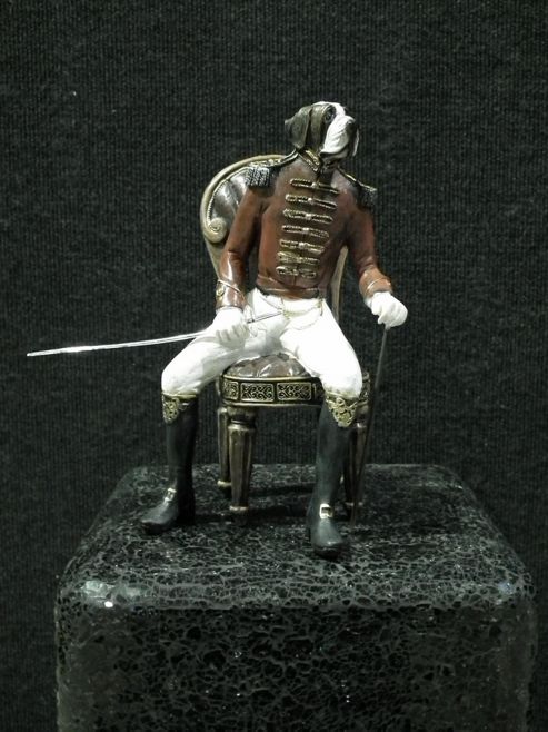 Image of 10" X 8.5" 25cm X 21cm Sitting Dog General Ornament With Sword Beautiful Detail