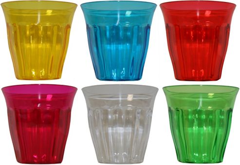 Image of Set Of 12 Plastic Tumblers - Drinking Water, Juice Glasses - X 2 Of Each Colour