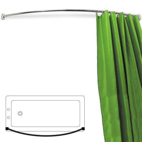 Image of Arc - Curved Chrome Shower Curtain Rail - Silver