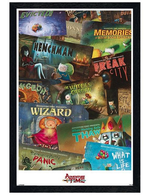 Image of Adventure Time Black Wooden Framed Episode Collage At Poster