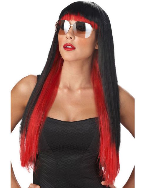 Image of Ladies' Black & Red Wig