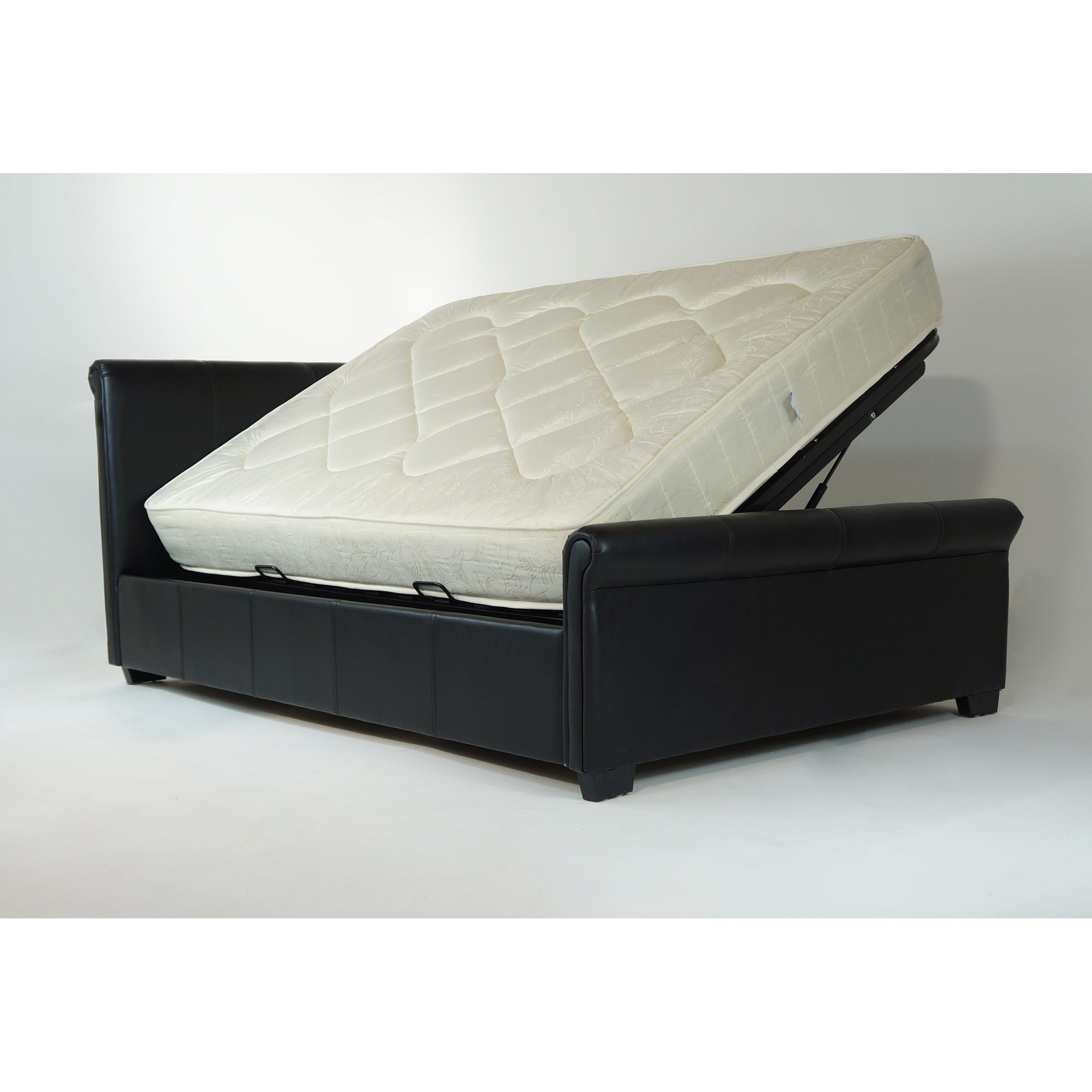 Alpha furniture Roma Faux Leather Bed - Black - King - No at Tesco Direct