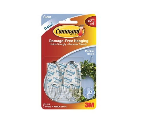Image of Clear Command Christmas Wreath Hook For Front Door Wreaths Pack Of 2