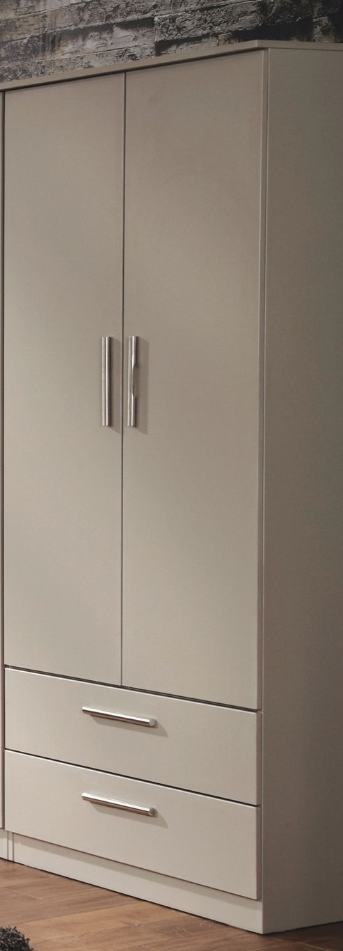 Image of Welcome Furniture Contrast Tall 2 Drawer Wardrobe - Vanilla
