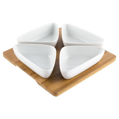 Image of Super White Serving Platter And Nibble Bowls, Porcelain