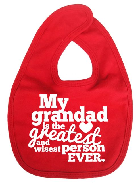 Image of Dirty Fingers My Grandad Is The Greatest Baby Bib Red