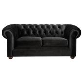 Chesterfield Velvet Small Sofa, Black