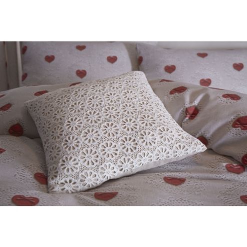 Image of Catherine Lansfield Home Cosy Corner Multi Coloured Doily Lace Cushion Cover