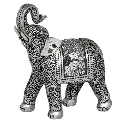 Image of Jumbo - Curly Mirror Elephant Ornament - Silver