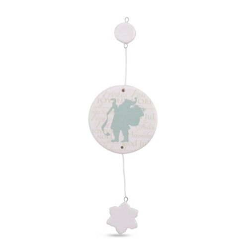 Image of Ceramic Christmas Tree Decoration With Father Christmas Silhouette & Font
