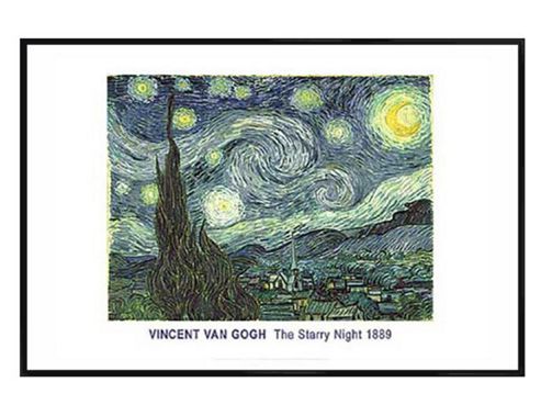 Image of Vincent Van Gogh Gloss Black Framed Starry Night, 1889 Poster