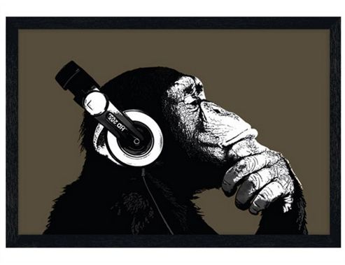 Image of The Chimp Black Wooden Framed Stereo Poster