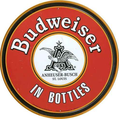 Image of Budweiser In Bottles Tin Sign