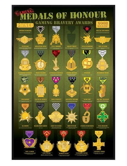 Image of Medals Of Honour Gloss Black Framed Gaming Bravery Awards Poster