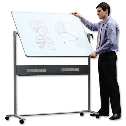 Image of Nobo Mobile Whiteboard Easel Magnetic Steel Horizontal Pivot W1200xh900mm Board Ref 1901029