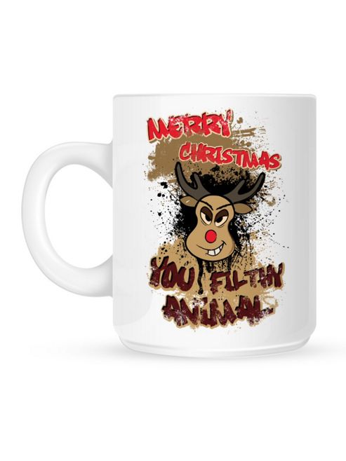 Image of Merry Christmas Reindeer You Filthy Animal 10oz Ceramic Mug