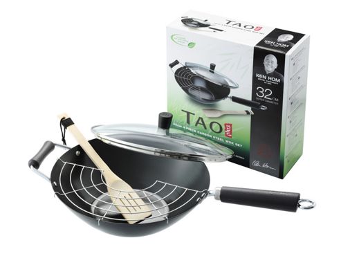 Image of Ken Hom Tao 32cm Professional Carbon Steel 4 Piece Wok Set