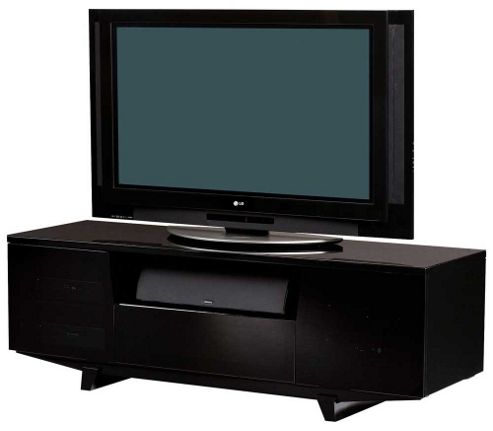 Image of Bdi Marina Gloss Black Tv Stand For Up To 75 Inch Tvs