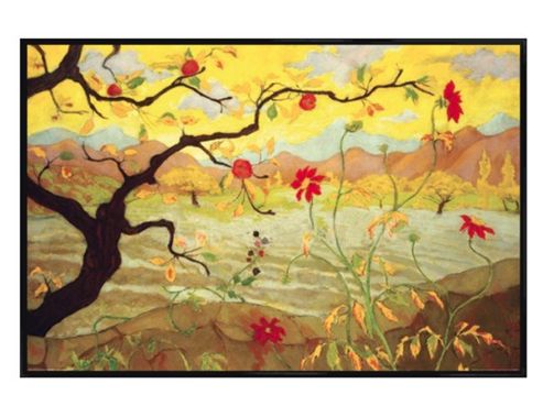 Image of Paul Ranson Gloss Black Framed Apple Tree With Red Fruit Poster