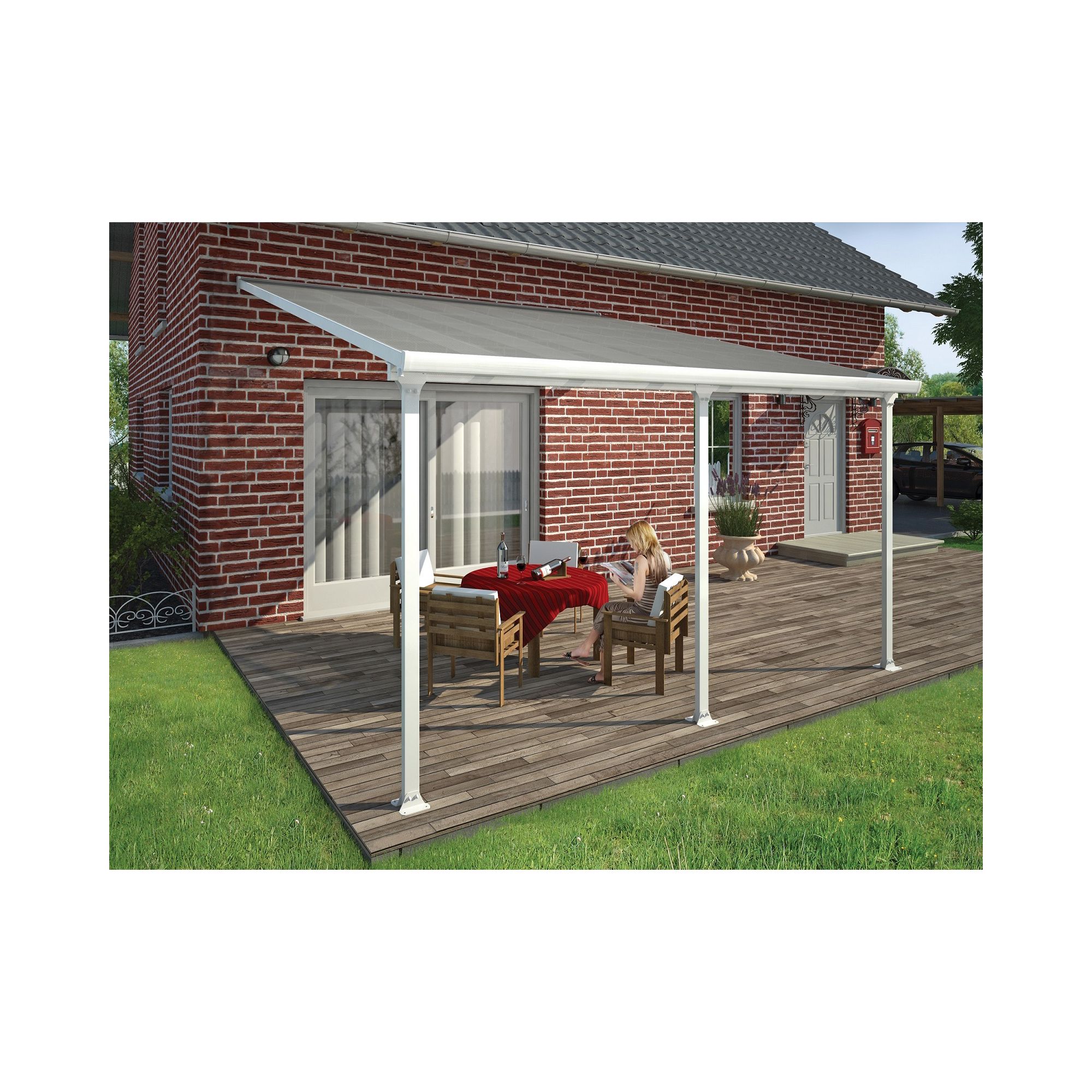 FERIA LEAN TO CARPORT AND PATIO COVER 4X4.25 WHITE at Tesco Direct