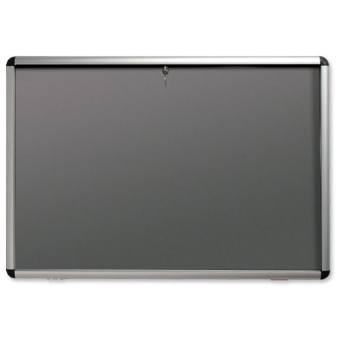 Image of Nobo Display Cabinet Noticeboard Visual Insert Lockable A0 W1255xh965mm Grey Ref 31333501