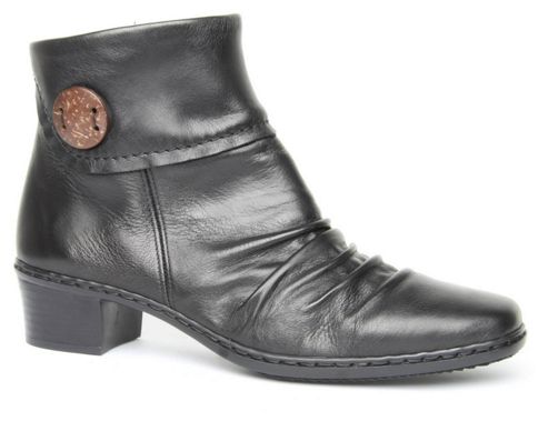 Image of Rieker Ladies Kendra Black Zip Winter Ankle Boots - Black