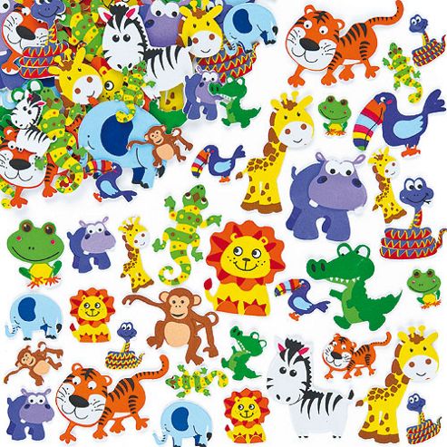 Image of Jungle Animal Foam Crafts Stickers (pack Of 96)
