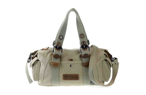 Image of Tpv0016 Troop London Vintage Canvas Shoulder Bag Beige