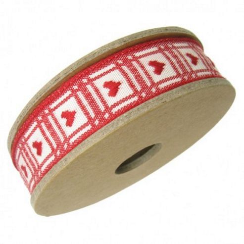 Image of Ribbon Reel - Red Hearts On Cream Gingham