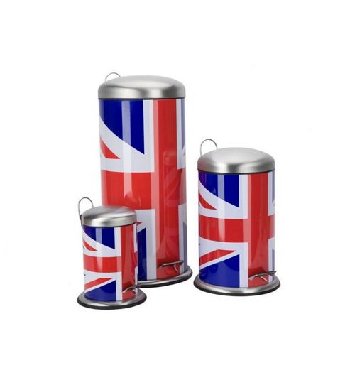 Image of Ethos Cool Britannia Union Jack Pedal Bin (set Of 3)
